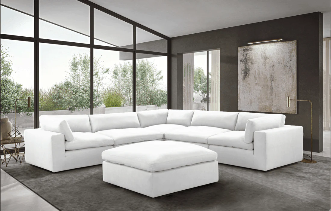 Xl Cloud White Sectional + Ottoman Set - Image 1